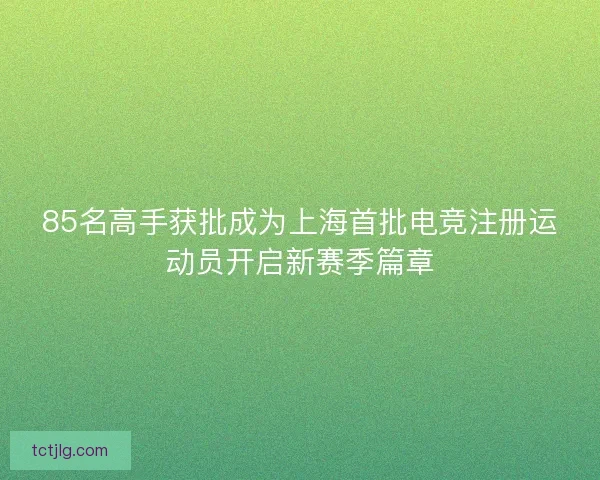 85名高手获批成为上海首批电竞注册运动员开启新赛季篇章
